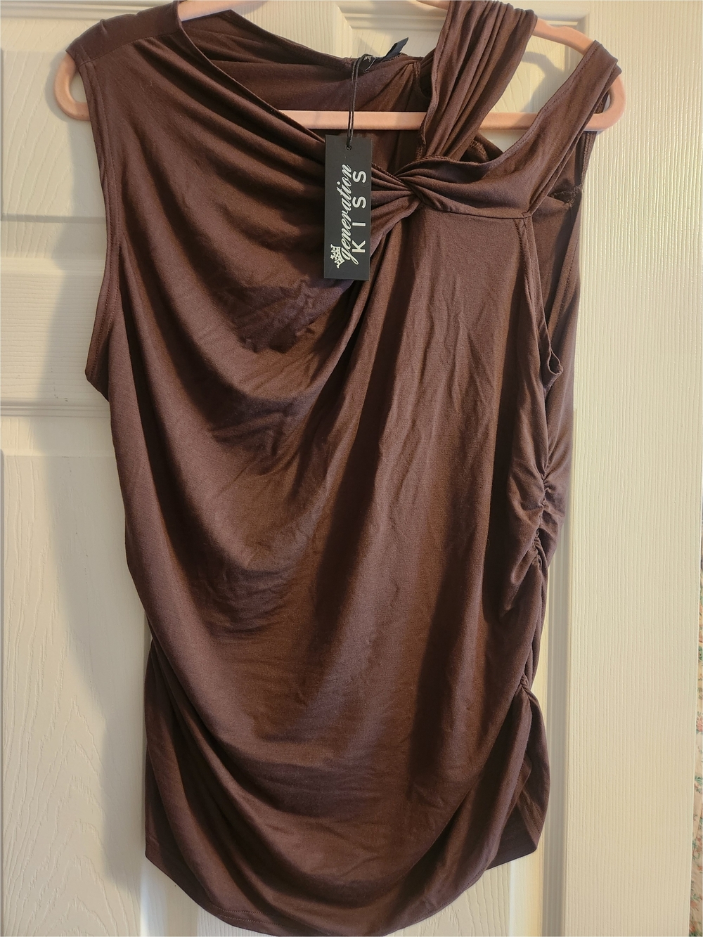 Dolls Kill Brown One-Shoulder Twist Ruched Top
